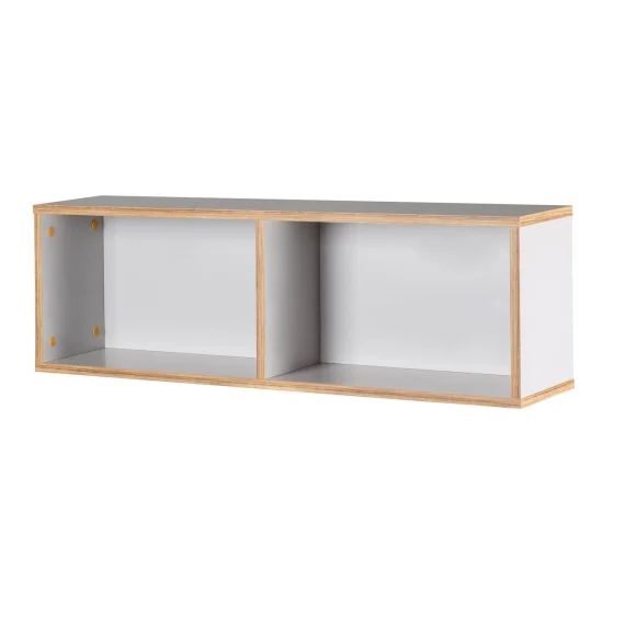 Étagère Murale 2 Niches Caro Gris Clair / Chêne Doré
