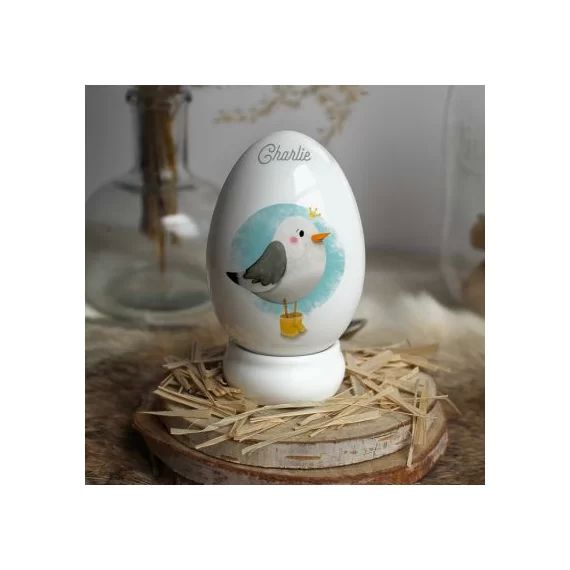 Oeuf en porcelaine Mouette (personnalisable)