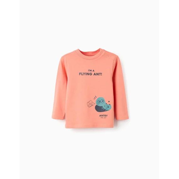 T-shirt À Manches Longues En Coton &lsquo;ant&rsquo; Orange