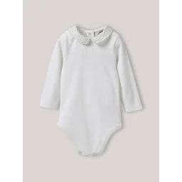 Body Col À Carreau En Coton Biologique Blanc Doux
