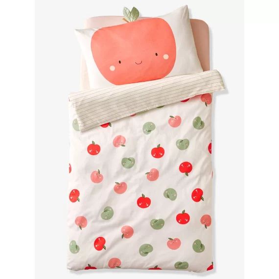Housse de couette bébé POMME blanc imprimé