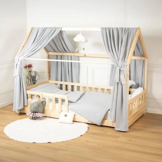 Ciel De Lit Cabane En Gaze De Coton Duo 330 Cm Gris