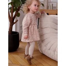 Robe bébé en molleton beige poudré