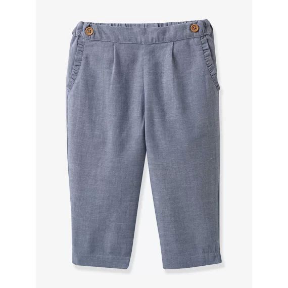 Pantalon chambray bébé CYRILLUS bleu