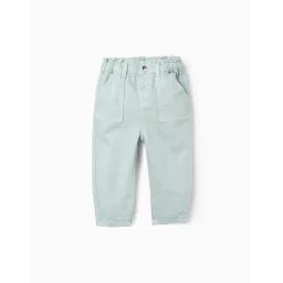 Pantalon En Sergé Paperbag Vert Clair