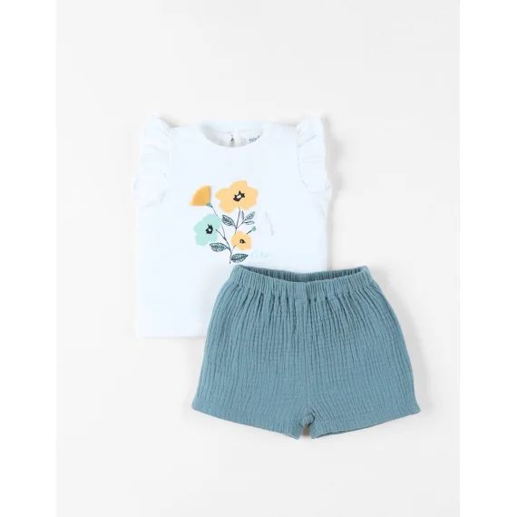 T-shirt Avec Short Coton Vert