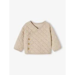 Cardigan ouverture croisée naissance bébé beige chiné
