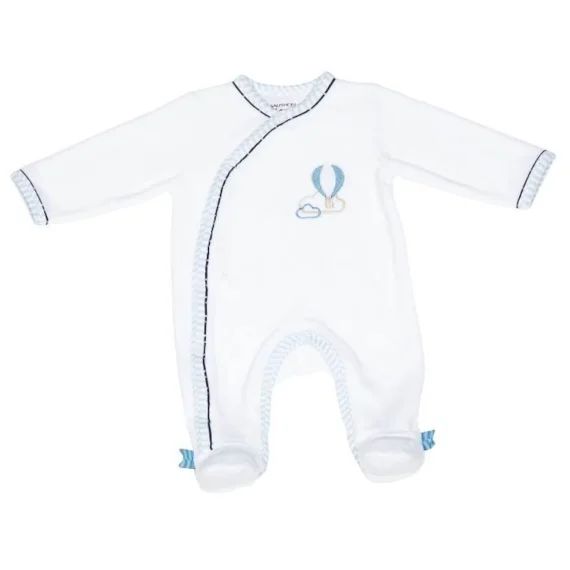 Pyjama bébé à  manches longues en velours blanc