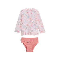Maillot De Bain Bébé 2 Pièces T-shirt De Protection Uv & Culotte Caraibes Rose