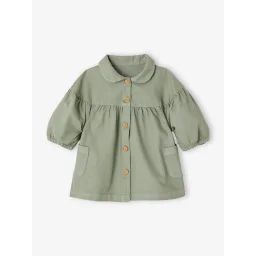 Robe en sergé bébé col claudine vert