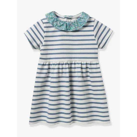 Robe Marinière Bébé Tissu Liberty® – Cyrillus Vert Imprimé