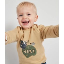 Sweat bébé garçon en fibres recyclées beige avec message –  – Soldes