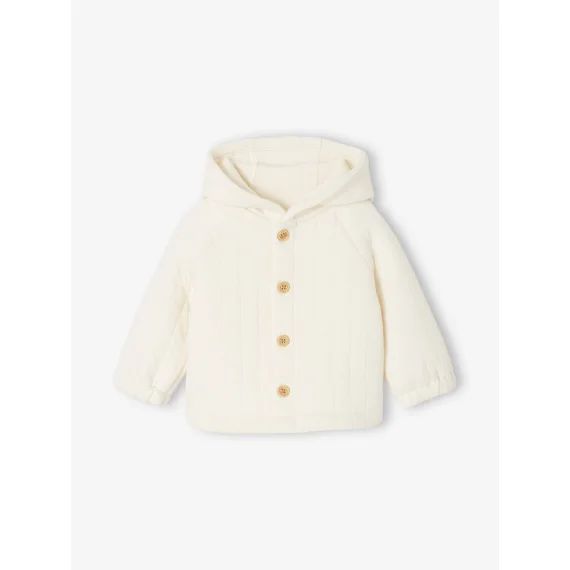 Cardigan naissance à capuche en molleton matelassé écru