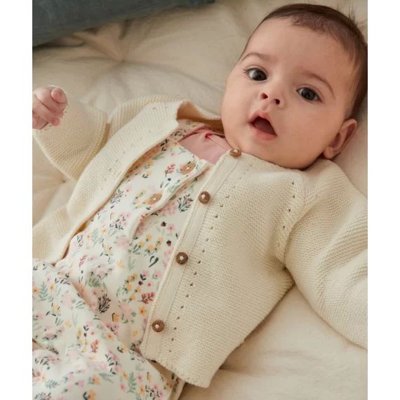 Cardigan bébé en tricot écru –  – Soldes