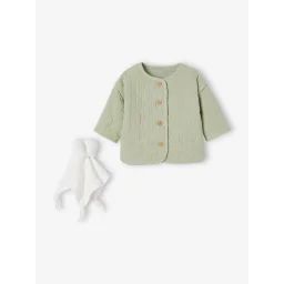 Coffret bébé veste matelassée et doudou vert sauge