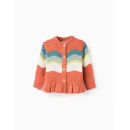 Gilet En Maille Avec Rayures Ondulées Orange Clair