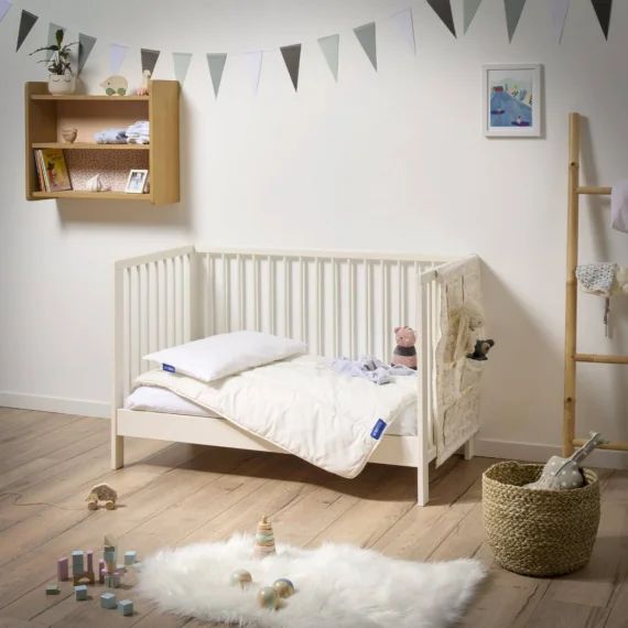 Oreiller Bébé Moelleux Enveloppe Coton Bio Blanc
