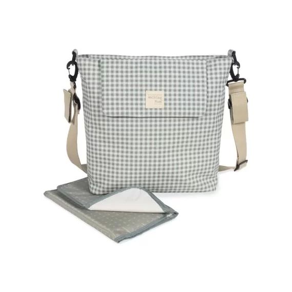 Sac à langer à bandoulière I Love Vichy vert