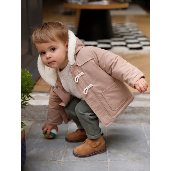 Parka à capuche bébé esprit duffle-coat cappuccino