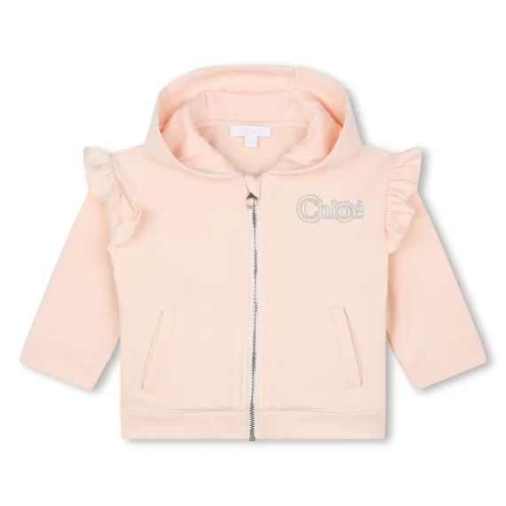 Sweat-shirt à capuche zippé Fille Beige