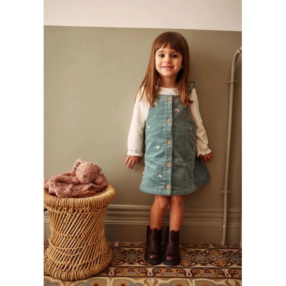 Robe Fille En Velours Côtelé Naya Bleu