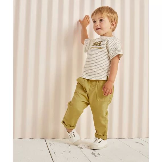 Pantalon droit bébé garçon en denim jaune –  – Soldes