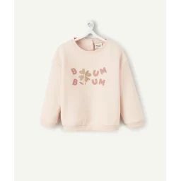 Sweat bébé fille en fibres recyclées rose avec détails pailletés –  – Soldes
