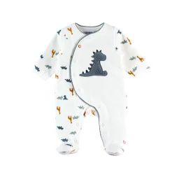Pyjama Dinosaure En Velours Blanc