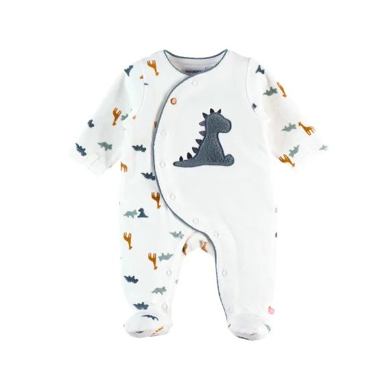 Pyjama Dinosaure En Velours Blanc