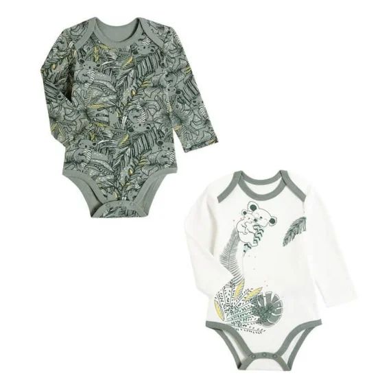 Lot De 2 Bodies Bébé Manches Longues Amazonie Vert