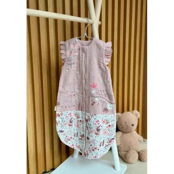 Turbulette D&rsquo;été En Gaze De Coton Avec Jambes Séparables Petit Safari Rose