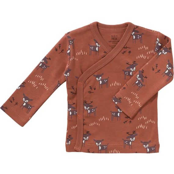 Cardigan croisé en coton bio Deer amber brown (3-6 mois : 60 à 67 cm)