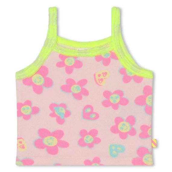 Top à bretelles en éponge Fille Rose