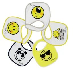Bavoir Naissance – Smiley Baby® – Lot De 5 – Jaune – Mixte – 0 Mois – Naissance Jaune