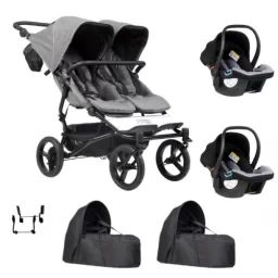 Poussette Double Mountain Buggy Duet V3.2 Luxury Edition – Herringbone + 2 Cocoon V2 + 2 Coques Protect