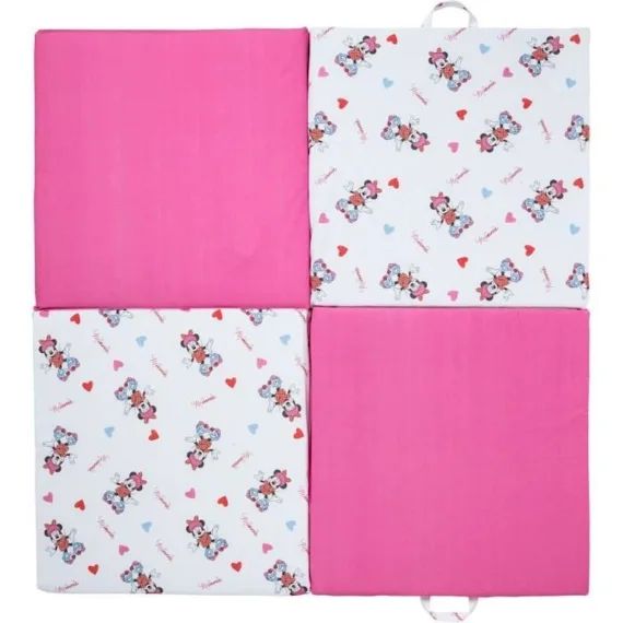 Tapis calin 2 en 1 DISNEY MINNIE SPORT – Coton/Polyester – 60 x 60 x 5 cm rose