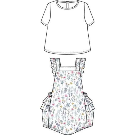 Ensemble t-shirt et salopette Fille Blanc