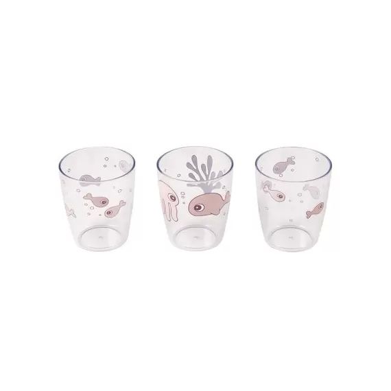Lot de 3 gobelets Yummy Sea Friends rose (120 ml)