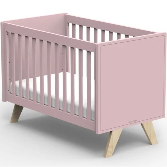 Lit bébé Madavin avec pieds en bouleau coloris au choix (60 x 120 cm)