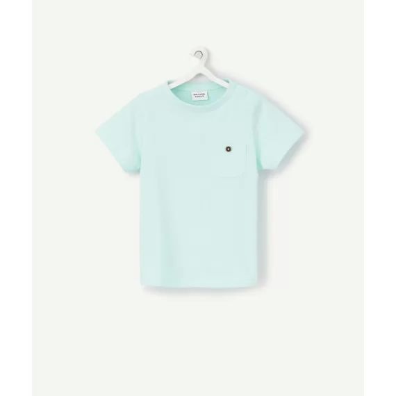 T-shirt bébé garçon vert menthe en coton bio avec poche –  – Soldes
