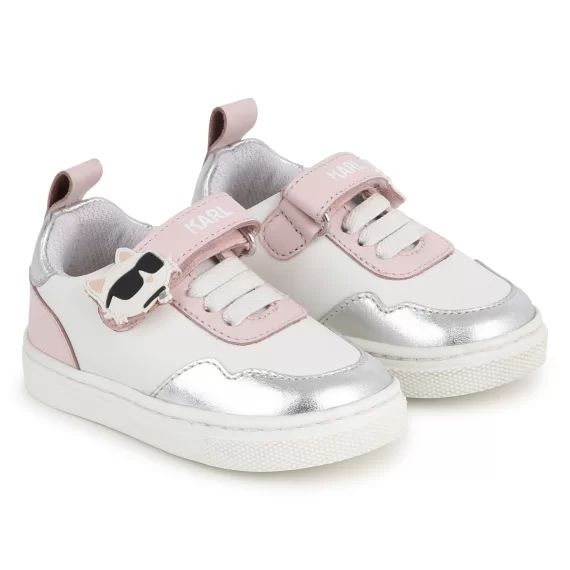 Baskets à lacets en cuir UNISEXE Argent