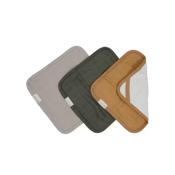 Lot de 3 débarbouillettes en coton biologique Olive Garden