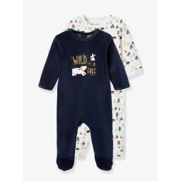 Lot de 2 pyjamas bébé en velours lot encre