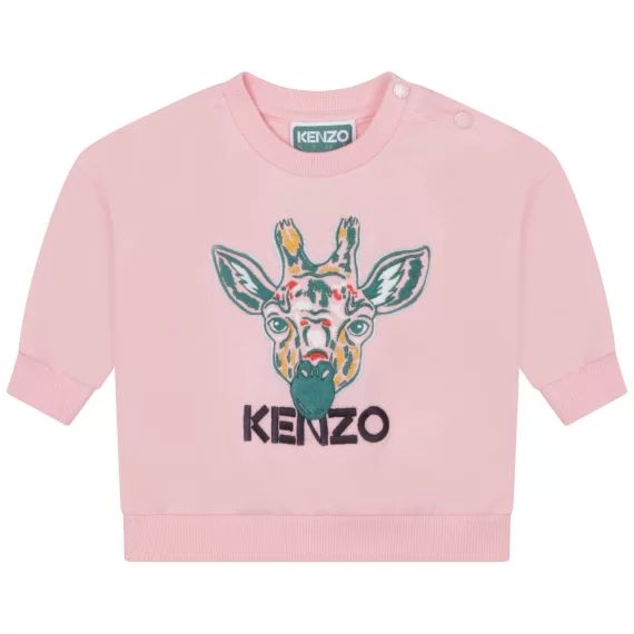 Sweat-shirt en coton brodé Fille Rose