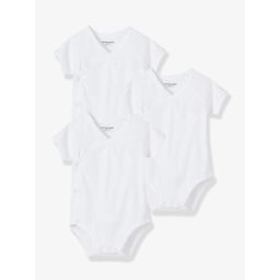 Lot de 3 bodies Bio Collection manches courtes ouverture naissance blanc