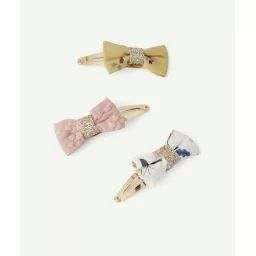 Lot de 3 barrettes noeuds bébé fille aux détails pailletés –  – Soldes