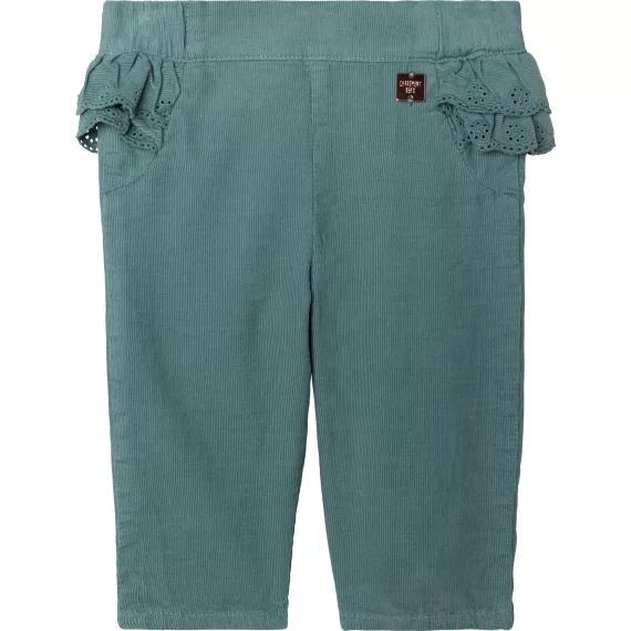 Pantalon en velours Fille Vert