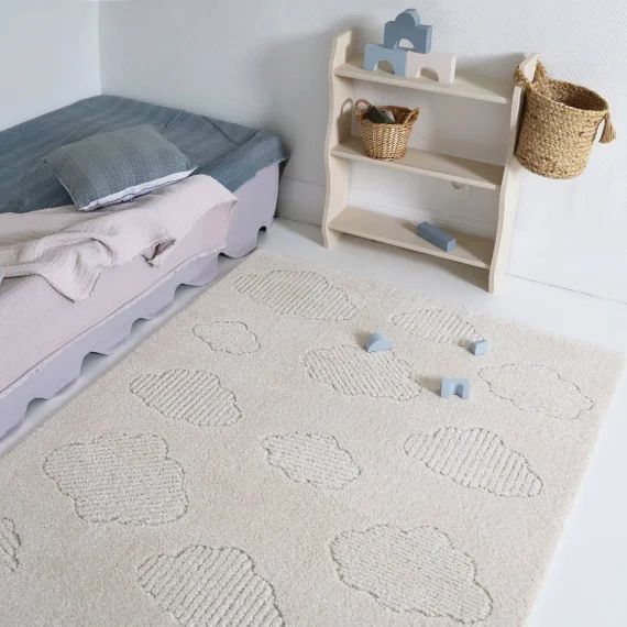 Tapis Enfant Petits Nuages Ton Sur Ton Nouby Ecru