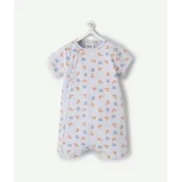 Le dors bien short bleu imprimé oiseau en coton biologique –  – Soldes
