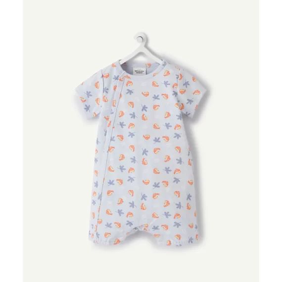 Le dors bien short bleu imprimé oiseau en coton biologique –  – Soldes
